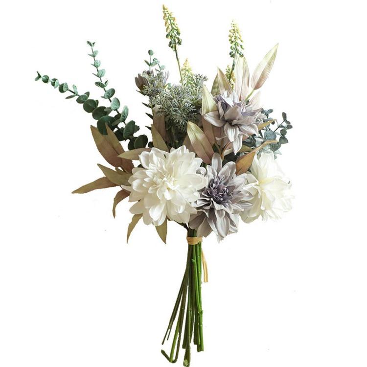 

50,5 см букет искусственных цветов георгин для свадебной вечеринки, праздника, домашнего свадебного украшения белый