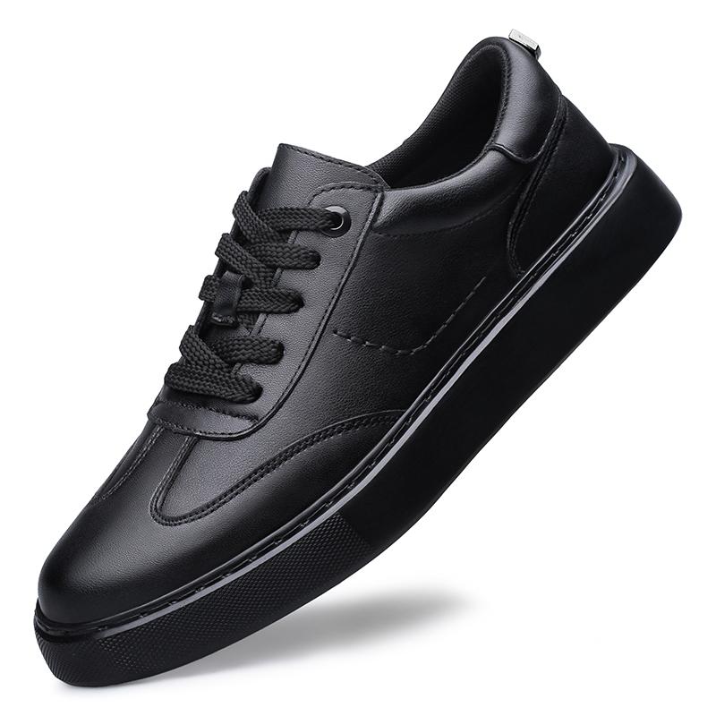 Cow Genuine Leather Platform Low-tops Skateboard Shoes Men Skate Board Shoes Flat Sneakers Thick Sole Gym Sports Casual Shoes