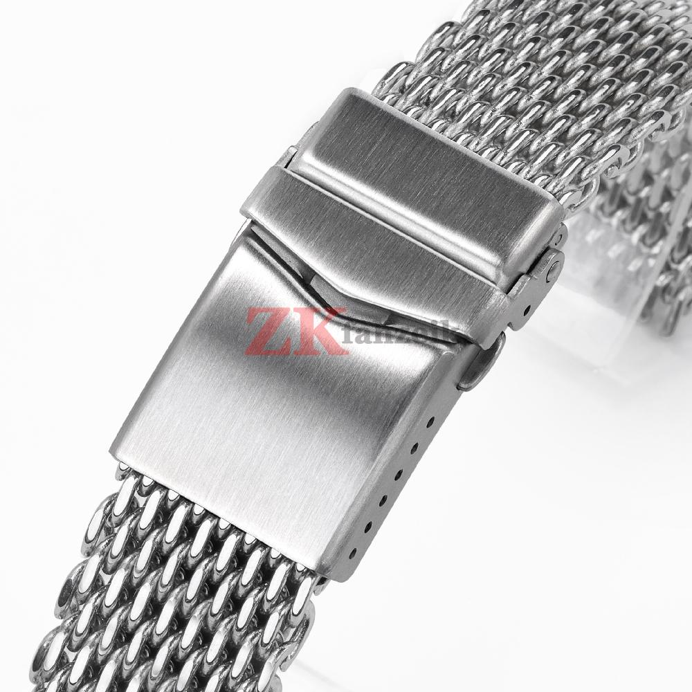 Luxury Stainless Steel Watch Bracelet 4.0 Thicken Shark Mesh Strap 18mm 20mm 22mm for Seiko Solid Adjustable Buckle Watch Band