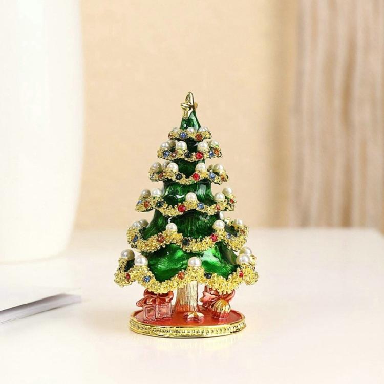 Elegante Grüne Ornament-Aufbewahrungsbox Einzigartige Weihnachtsbaum-Ringe-Box Praktischer Schmuckzubehör-Aufbewahrungsbehälter