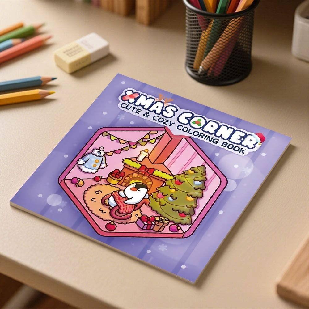 Cozy Christmas Christmas Coloring Book Cartoon Educational Paperback Painting Gift Stress Relief Montessori Drawing Toy