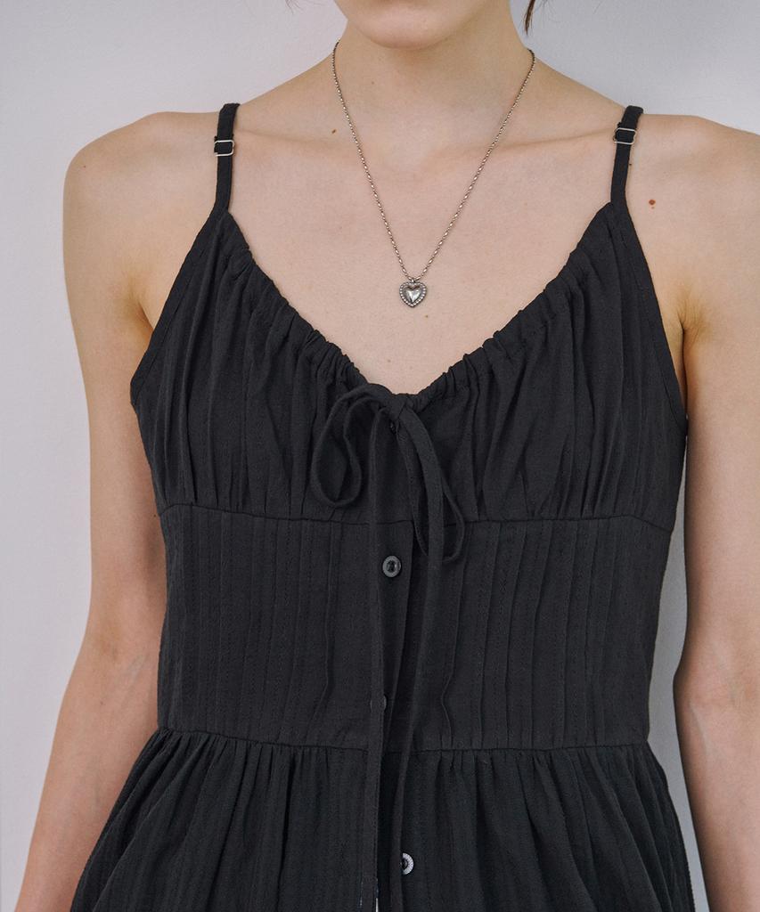 MARROT Pintuck Shirred Dress_Black