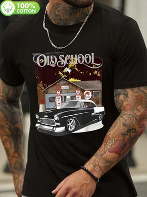 Vintage Car Graphic T-shirt - 100% Cotton