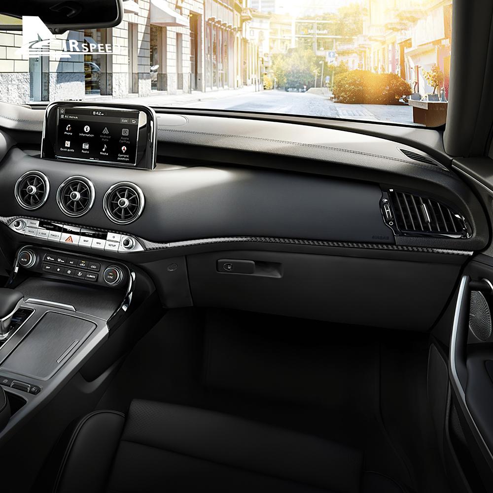Real Soft Carbon Fiber Sticker For Kia Stinger 2019 2020 2021 2022 2023 LHD RHD Car Central Control Strip Interior Accessories
