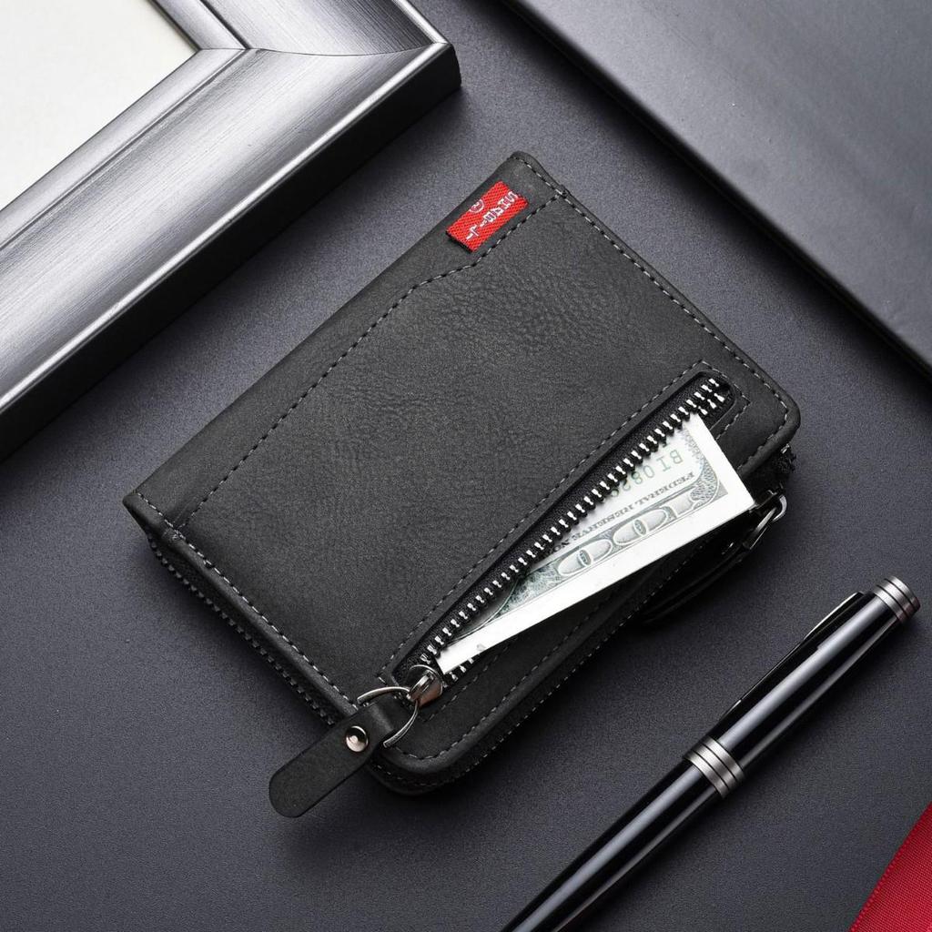 Men's Large Capacity Multifunctional Zipper Wallet with Multiple Card Slots and Coin Purse