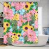 Bright Floral Waterproof Bathroom Shower Curtain Decor Set With Sunflowers, Pink Peonies And Bluebells Home Accents For A Sunny
