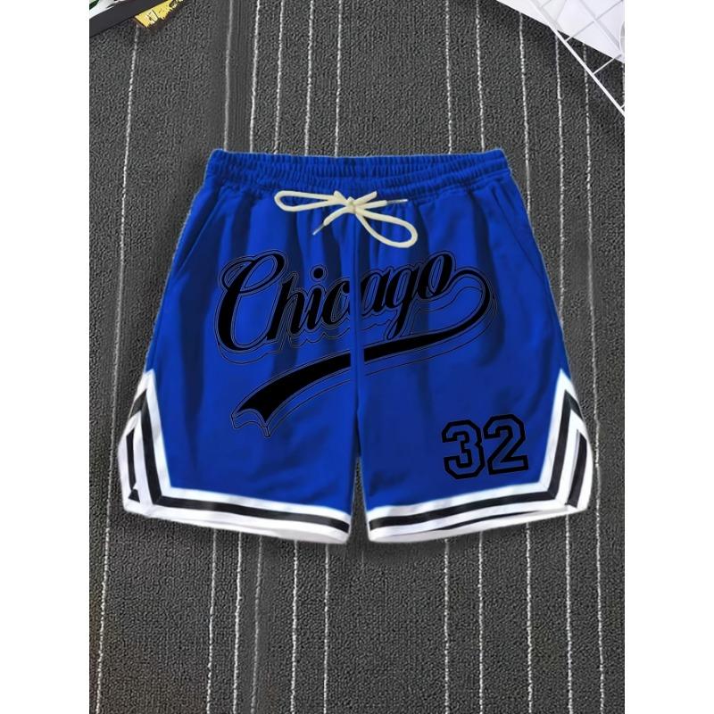European and American trendy printed sports casual striped shorts M