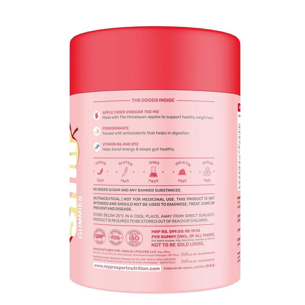 Жевательные конфеты для похудения (30 шт), Slim Gummies Apple Cider Vinegar,  Mypro Sport Nutrition