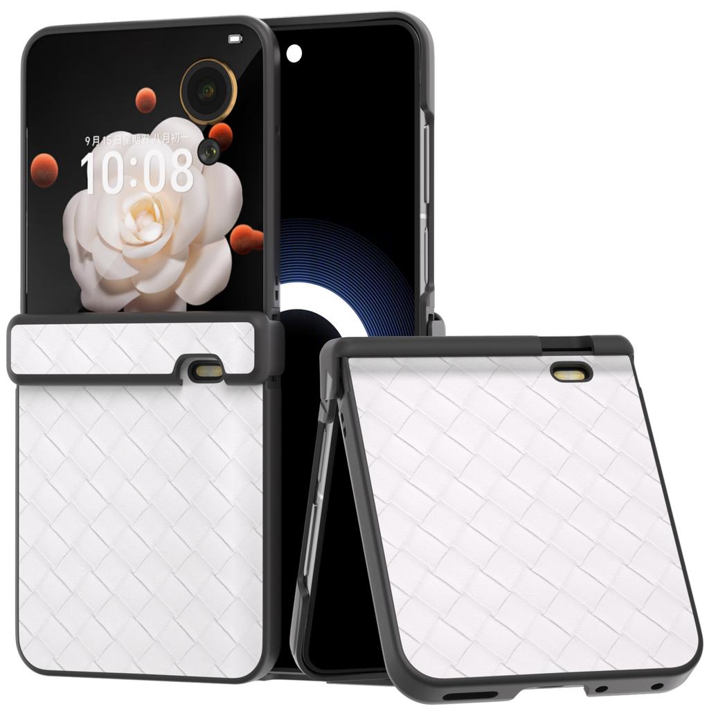 Für Honor Magic V Flip 5G Hülle Scharnierschutz Gewebestruktur Leder+PC Handyhülle