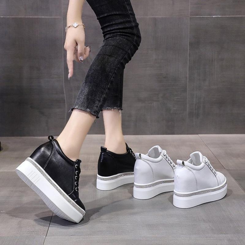 Women's Spring and Autumn New Inner Height-increasing Slope Heel Waterproof Platform Low-top Casual Sports Women's Shoes Single Shoes