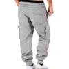 Men Cargo Jogger Sweatpants, Elastic Drawstring Waist Side Flap Cargo Pockets Stripe Seam Ribbed Ankle Cuffs Soft Fleece Casual Athletic Trousers