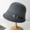 Elegant Hepburn wool knitted bucket hat autumn and winter children autumn and winter premium French retro thermal top hat basin hat