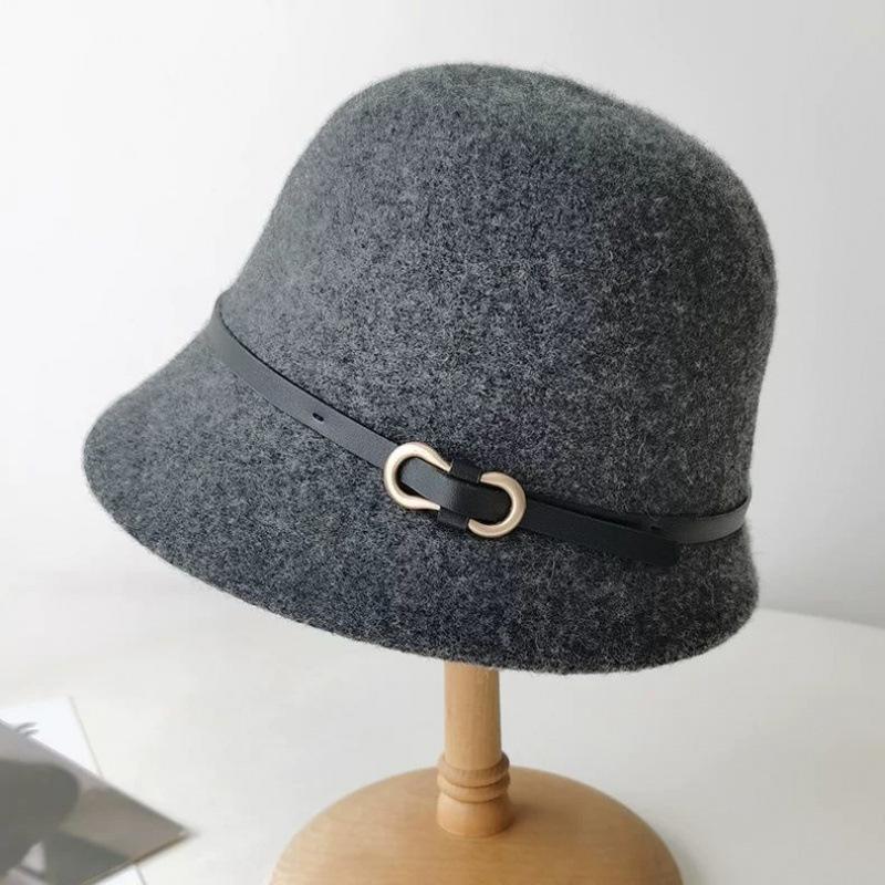 Elegant Hepburn wool knitted bucket hat autumn and winter children autumn and winter premium French retro thermal top hat basin hat