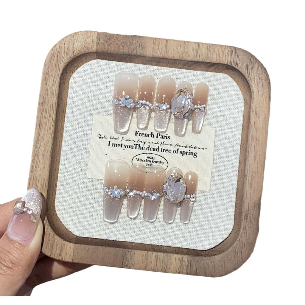 Handmade Gradient Side Light Cat Eye Pearl Small Broken Diamond Pile Elliptical Drill Deep Sea Coral