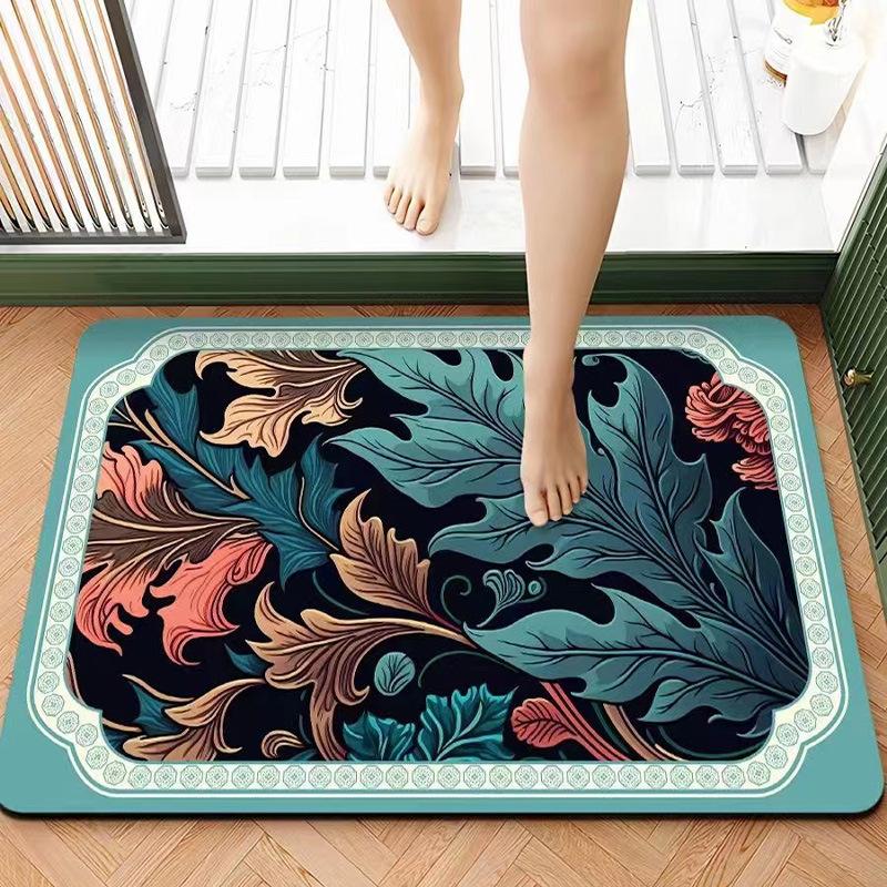 

Легкий роскошный цветочный коврик для пола, впитывающий коврик для двери ванной комнаты, легкосохнущий коврик для ног, домашний ретро-коврик для входной двери, быстросохнущий коврик для двери 50 * 80CM (crystal velvet)
