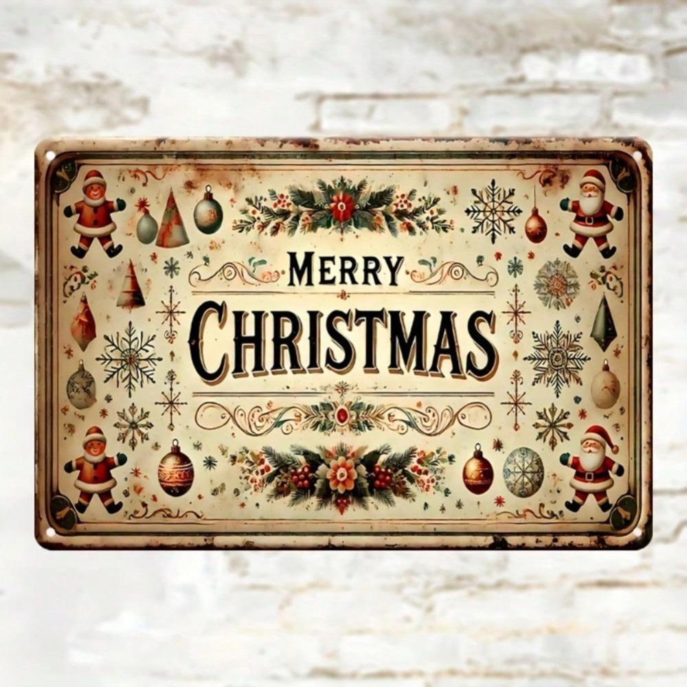 Vintage Santa Claus Metal Tin Sign Wall Art Christmas Rustic Holiday Decor Indoor Outdoor 11.9x7.9 Inch 2D Flat
