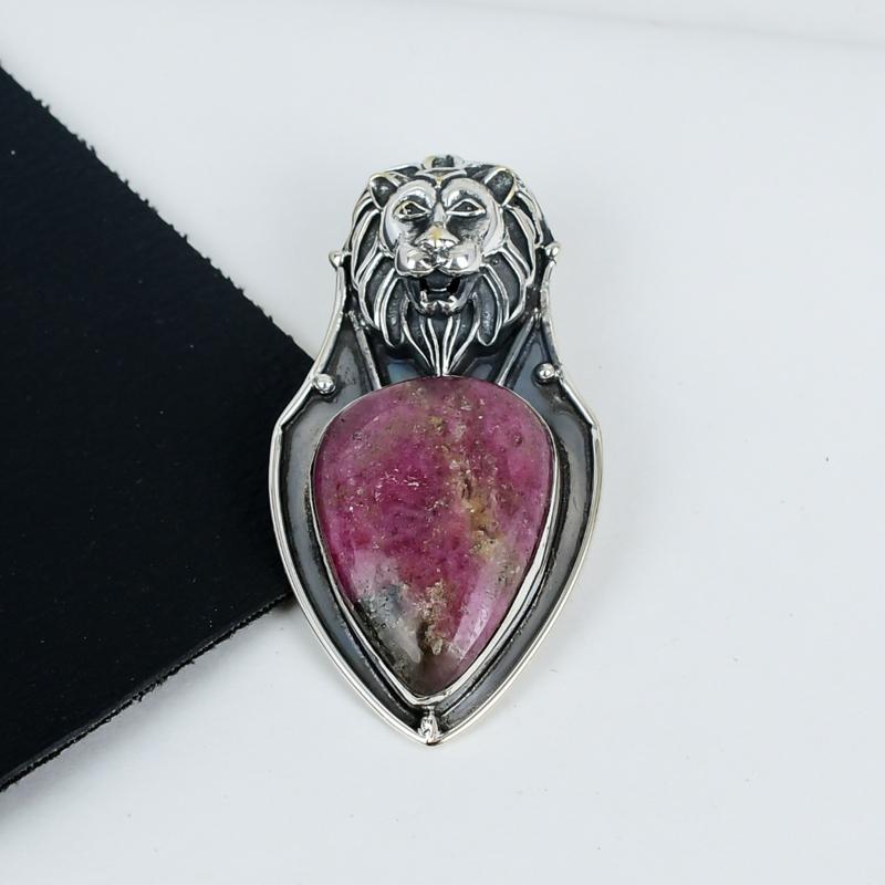 Naturak Rhodonite Gemstone Pendant 925 Sterling Silver- Handmade Design, Everyday Wear Jewelry, Unique Rhodonite Pendant Party Wear Gifts