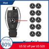 FQY2 Hot 2025 14mm Car Key Emblem Stickers Accessories For Mercedes Benz AMG E S C A B Class GLE GLS CLS GLC CLA GLA GLK GLB W205 W20