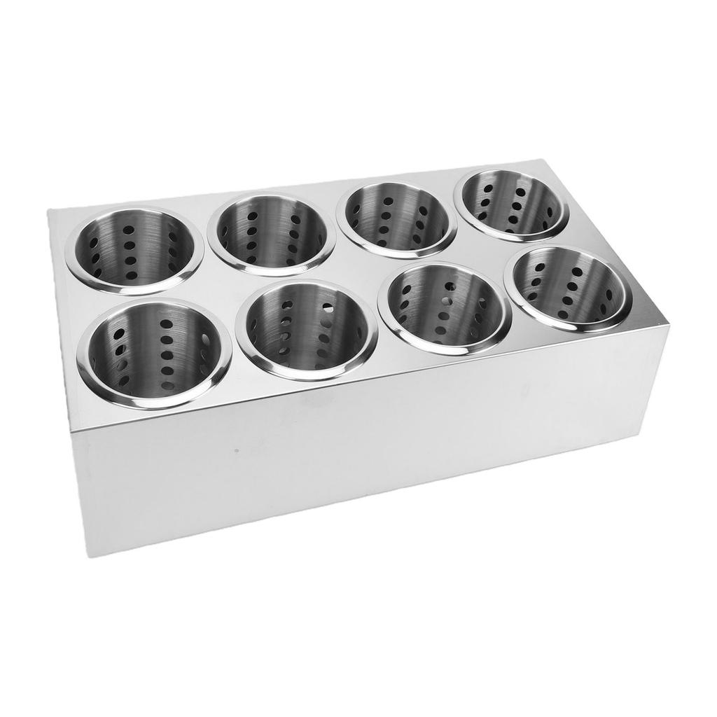 Stainless Steel Cylinder Flatware , 8 Compartment Utensil Holder, Versatile Silverware Holder for Spoons Forks Chopsticks, Kitchen Countertop