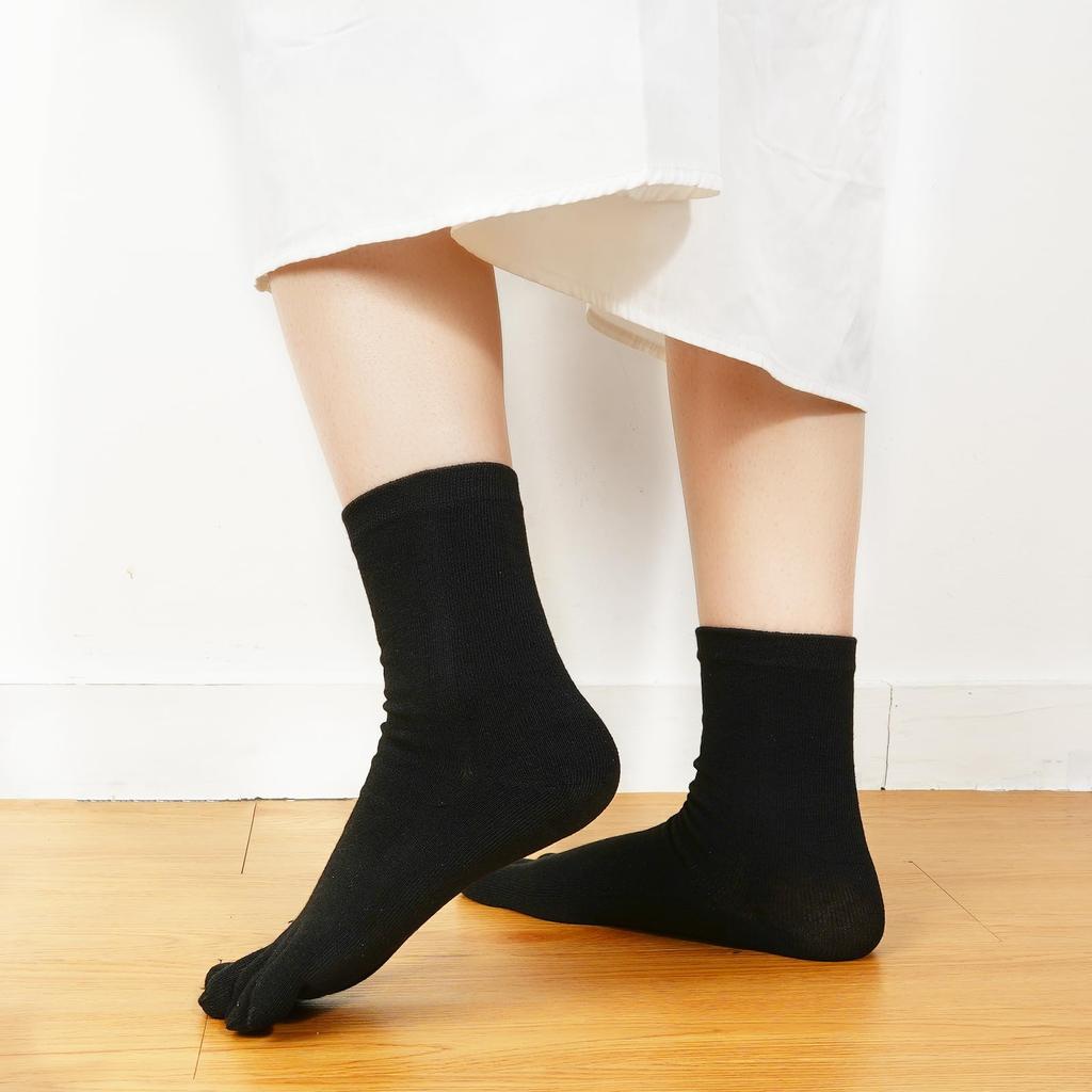 Yazon Black Perfect for and Breathable Stylish Socks with Split Warm and Casual Compression Crew Medium Sizes Set Women's Five-Toe Socks, Spring,