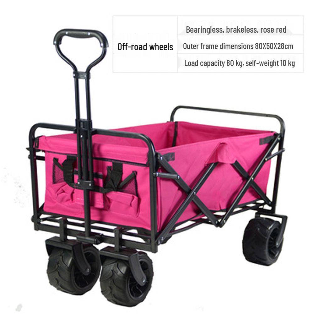 Foldable Outdoor Four-Wheel Trolley Cart for Camping and Shopping