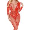 Stickerei Hollow Mesh Crotchless Frauen Bodystocking Sexy Durchsichtiger Body
