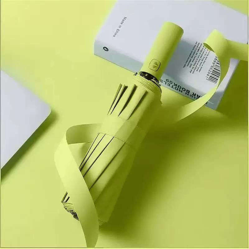 12-Rib Black Rubber Fully Automatic Folding Umbrella for Sun and Rain, Bulk Quantity, 70% off Sunshade Umbrellas with Logo Printing, Gift and