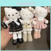 Pingente de Pelúcia Hello Kitty de Pernas Longas com Vestido e Laço Decorativo para Mochila de Meninas