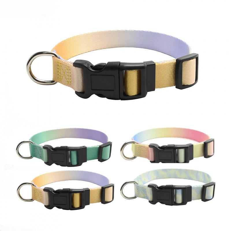 Pet Collar Dog Gradient Collar Anti Loss Positioning Nylon Anti Traction Rope with Bell Pet Collars for Small Medium Large Dogs
