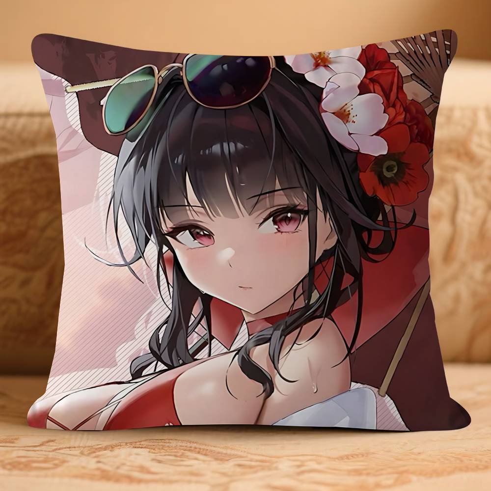 Azur Anime LaneS Kissenbezug Abnehmbarer Waschbarer Kissenbezug – Ganzjährig Weiches Leinen