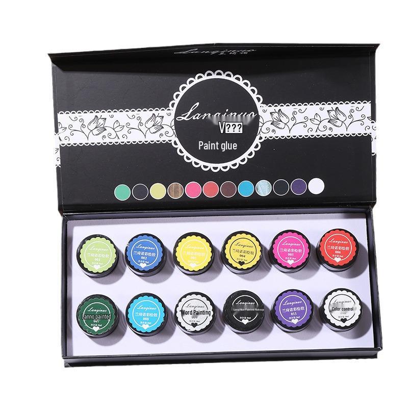 Nail Art Gel: 12-Color Line & Flower Nail Polish
