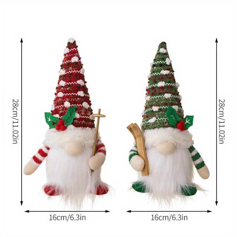 Christmas Doll Sled Elf Ski Gnome with Led Light Christmas Decorations for Home Xmas New Year 28cm