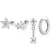 Set de 4 Pendientes Aro Huggie Circulares de Acero Inoxidable para Mujer Color Dorado Único Pendiente de Flor con Circonita Joyería para Piercing