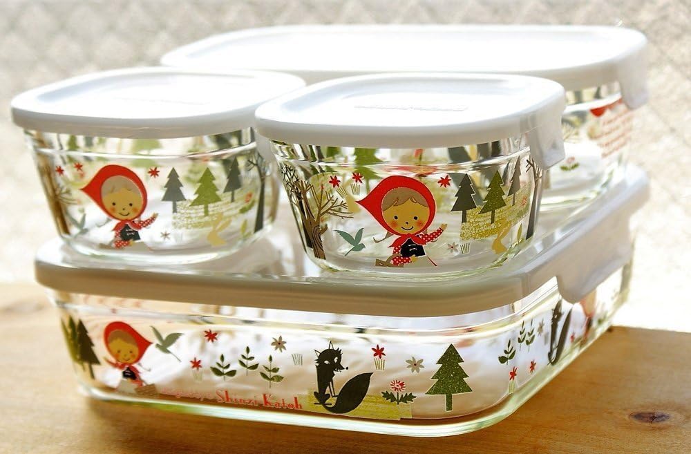 Iwaki Glass Storage Shinji Kato Precious Red Pack Heat-Resistant Container, Hood, Square, Large, 1.2L, & Microwave, B3248-SNA1