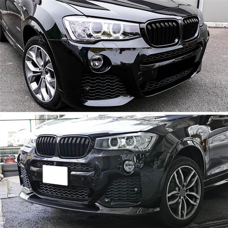 Front Kidney Grill For BMW X3 F25 LCI 2015-2017 X4 F26 2015-2018 Double Slats Grill Bright Black