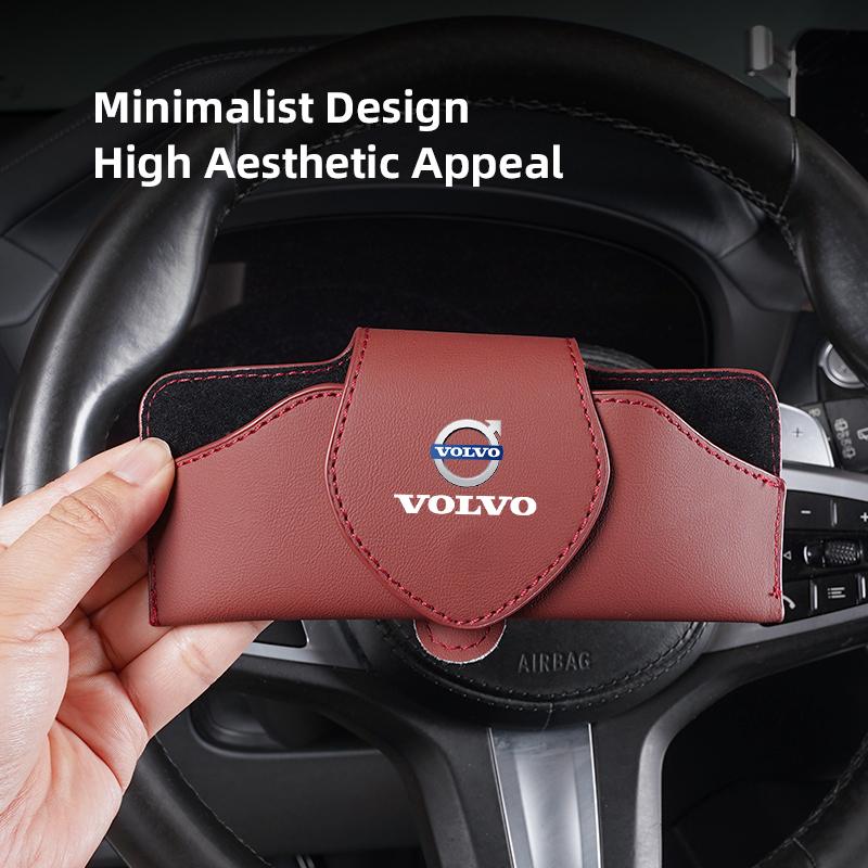Car Glasses Clip Sun Visor Sunglasses Leather Storage Case For Volvo ES90 EC40 EX40 EM90 XC90 V90 V60 XC60 V40 S80 S60 S90 C40 cc1