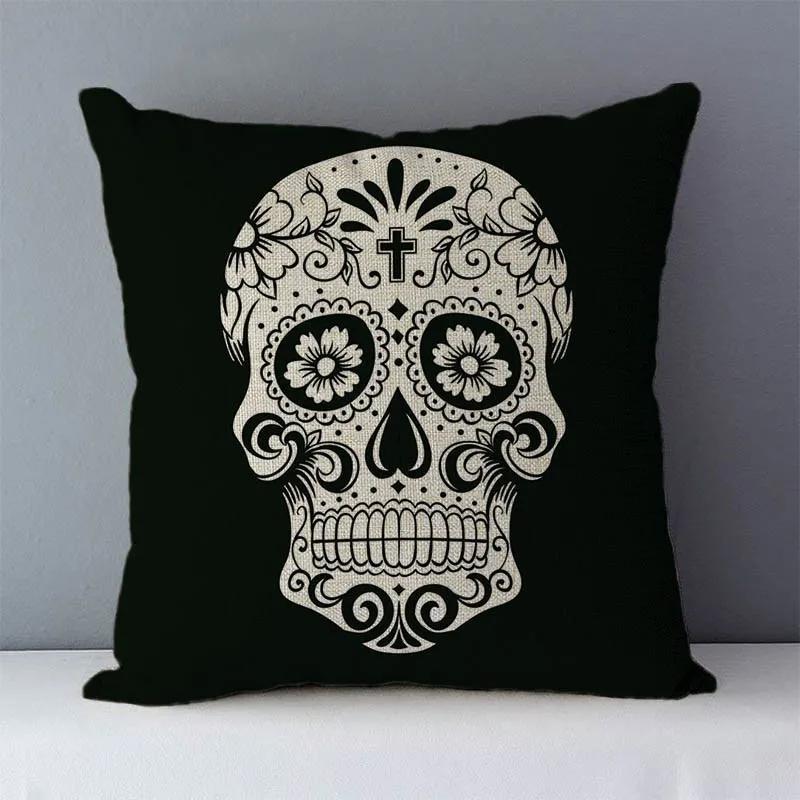 Post-modern Style Couch Cushion Cover Skull Printed Home Decorative Pillows Square Size  Seat Back Cushions Pillowcase