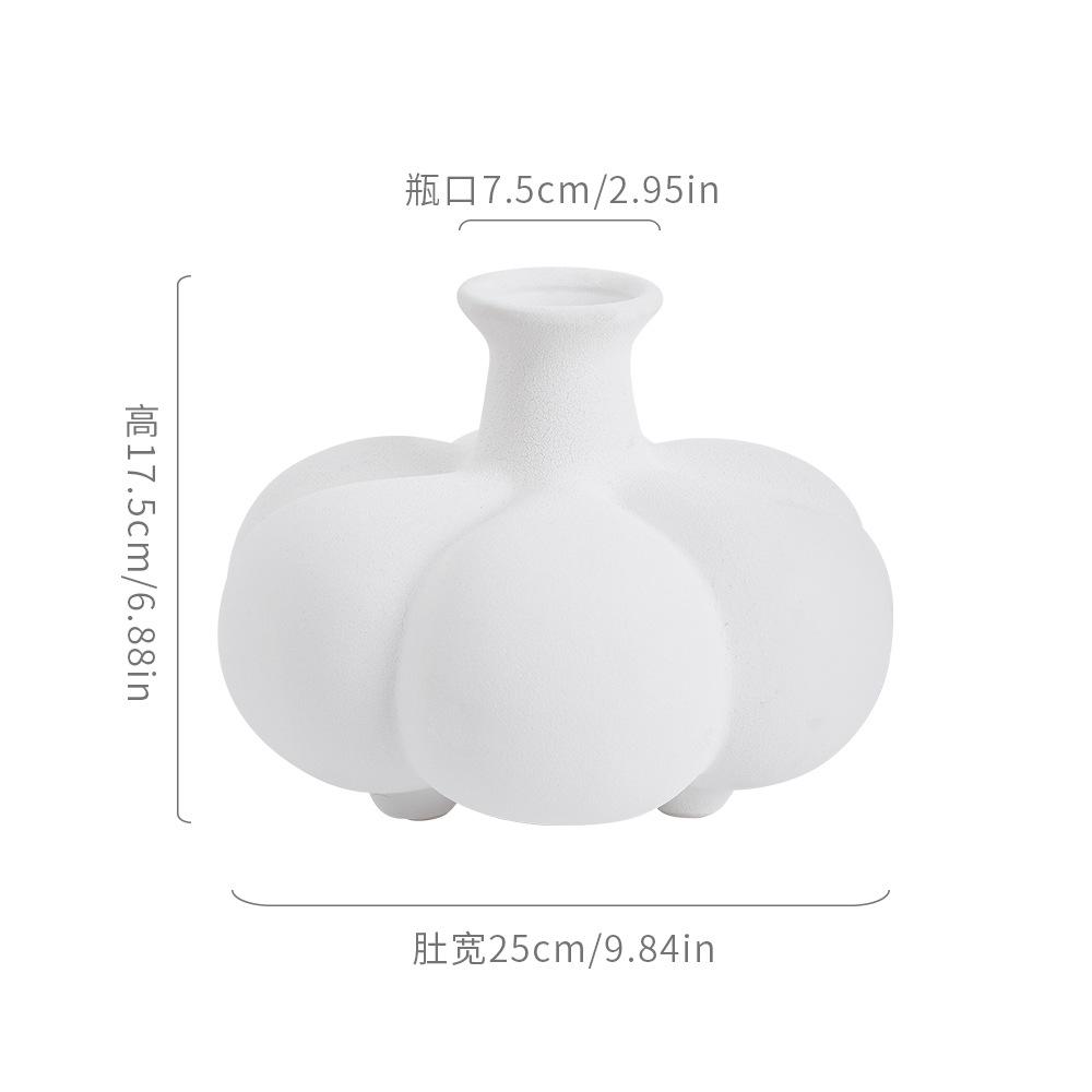 

Pumpkin Ceramic Vase White High Art Flower Arrangement Hydroponic Container Living Room Dining Table Ceramic Vase Home Ornament