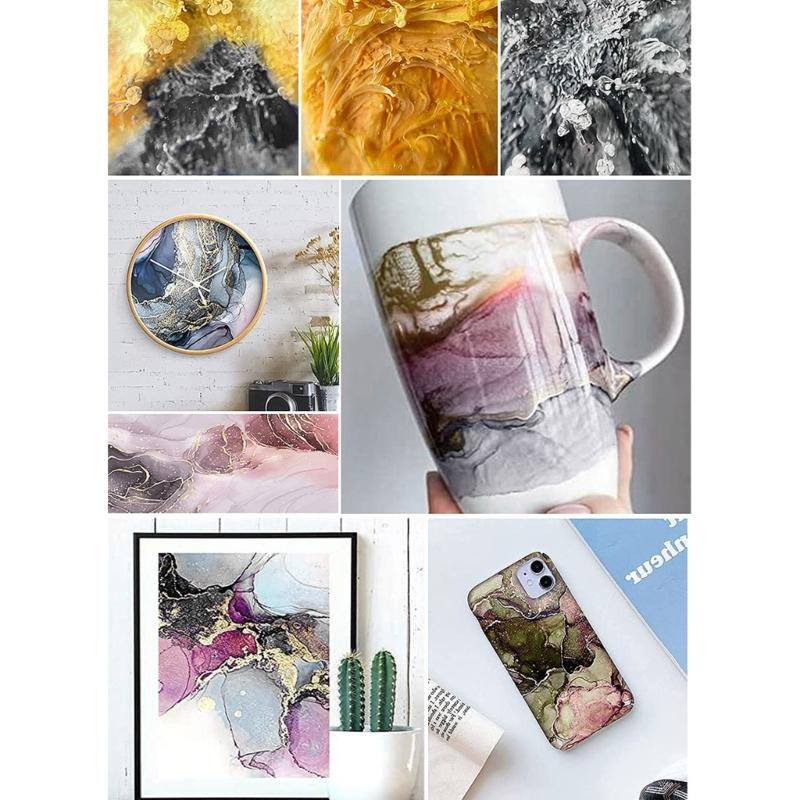 12 Colors Resin Pigment Metallic Alcohol Ink Blooming Dripping Ink 3D Blooming Effect Decorative Painting Fluid Paint