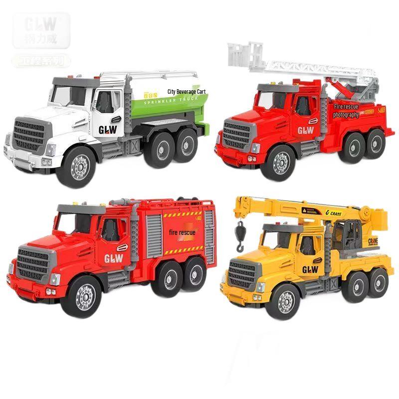 Douyin Alloy Children's Crane & Excavator: Inertial Sound & Light Mixer Truck Model