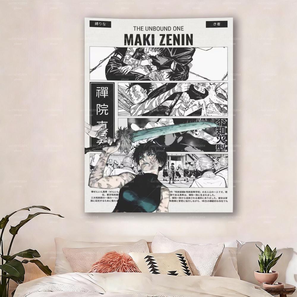 1pc Jujutsu Kaisen Maki Zenin Wall Tapestry Anime Manga Art Wall Hanging for Bedroom Dorm Living Room Fan Decor