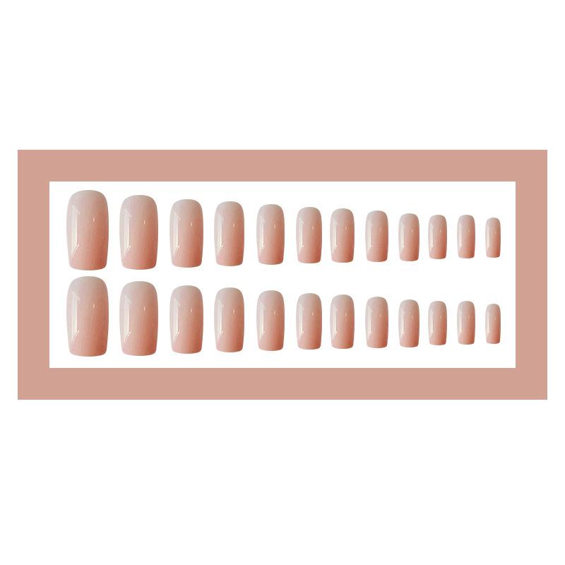24PCS Wear Solid Color Manicure Detachable Fake Nail Stickers Nude Powder Solid Color Nail Piece Finished DIY Nail Stickers