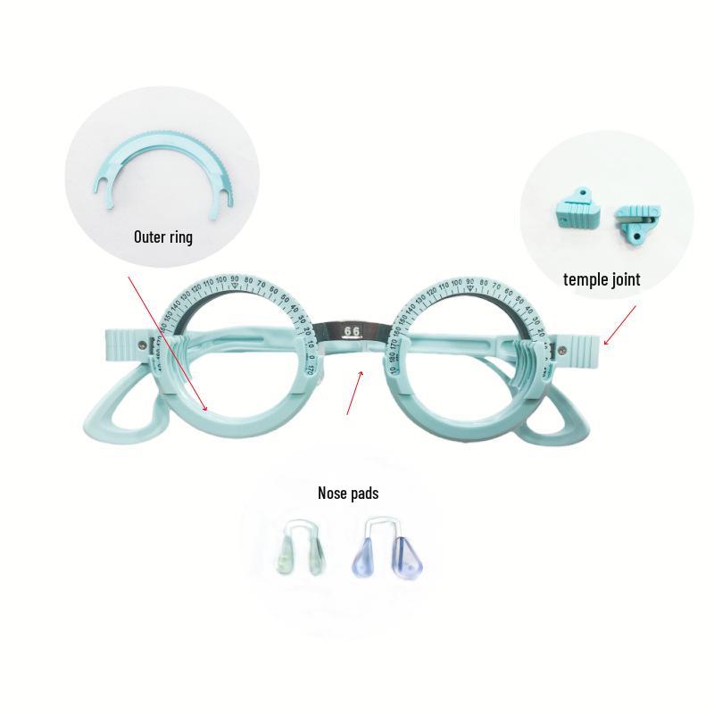 Eyeglasses Frame Replacement Accessories: Try-On Frame with Outer Ring, Nose Pad, and Degree Measuring Tools