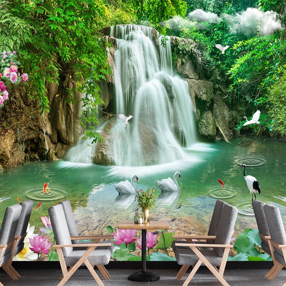 Tapet 3d Cascadă în Pădure Peisaj Natural Mural Cascadă Living Dormitor Mural Cascadă Decor Acasă