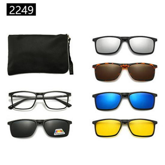 Cross-border TR90 Sunglasses Set: 1 Frame, 5 Polarized Lenses, Unisex, Trendy Driving with Pouch