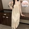 2026 Women's Cloud Cotton Spaghetti Strap Nightgown with Chest Pads, Sweet Long Dress for Home or Outdoors