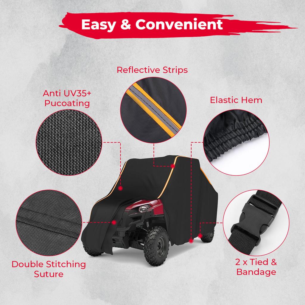 KEMIMOTO UTV Water Resistant Storage Cover Sun Rain Shade Compatible with Polaris Ranger RZR 570 700 800 900 S 1000 XP Black