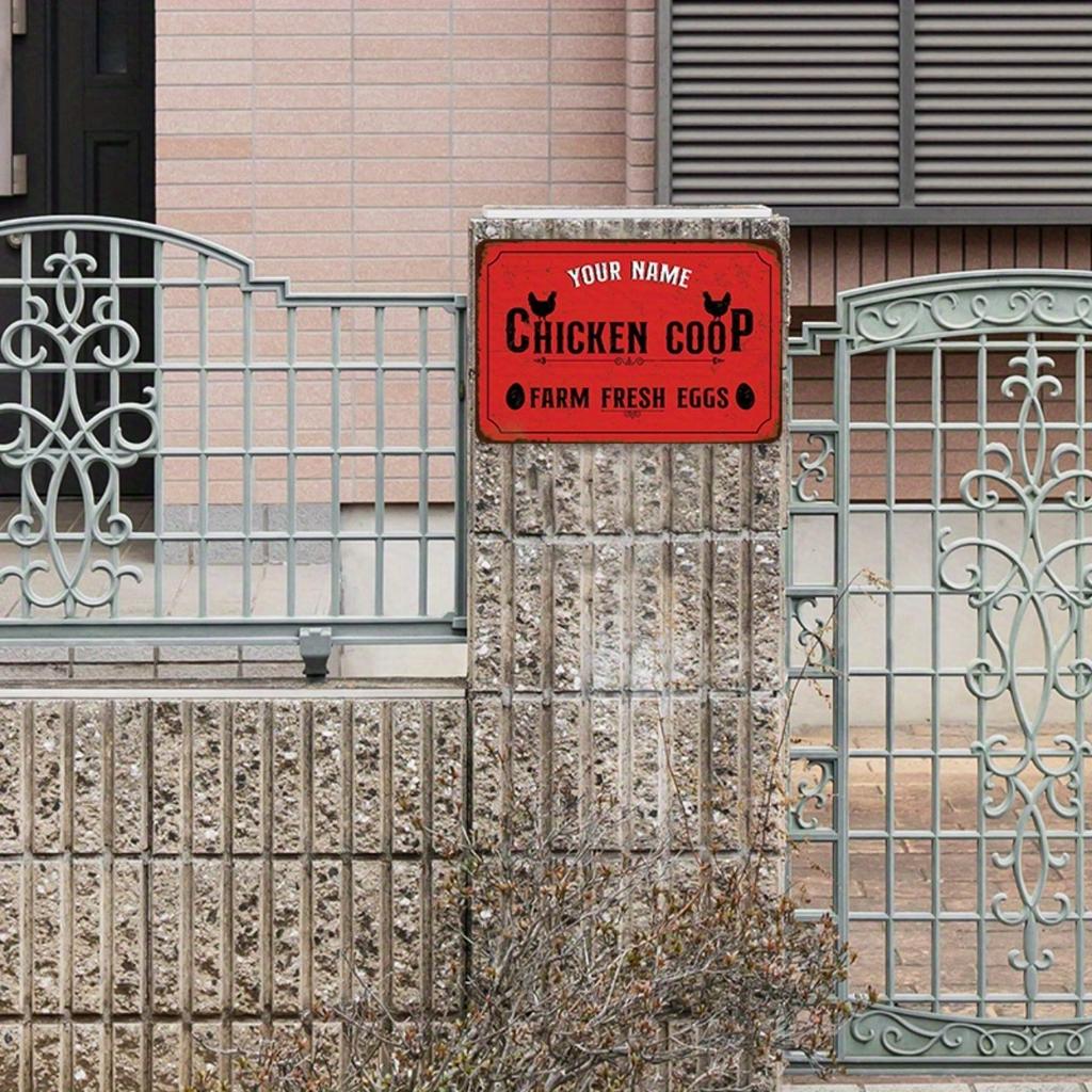 Personalized Custom Name Chicken Coop Metal Tin Sign Farmhouse Wall Art Decor