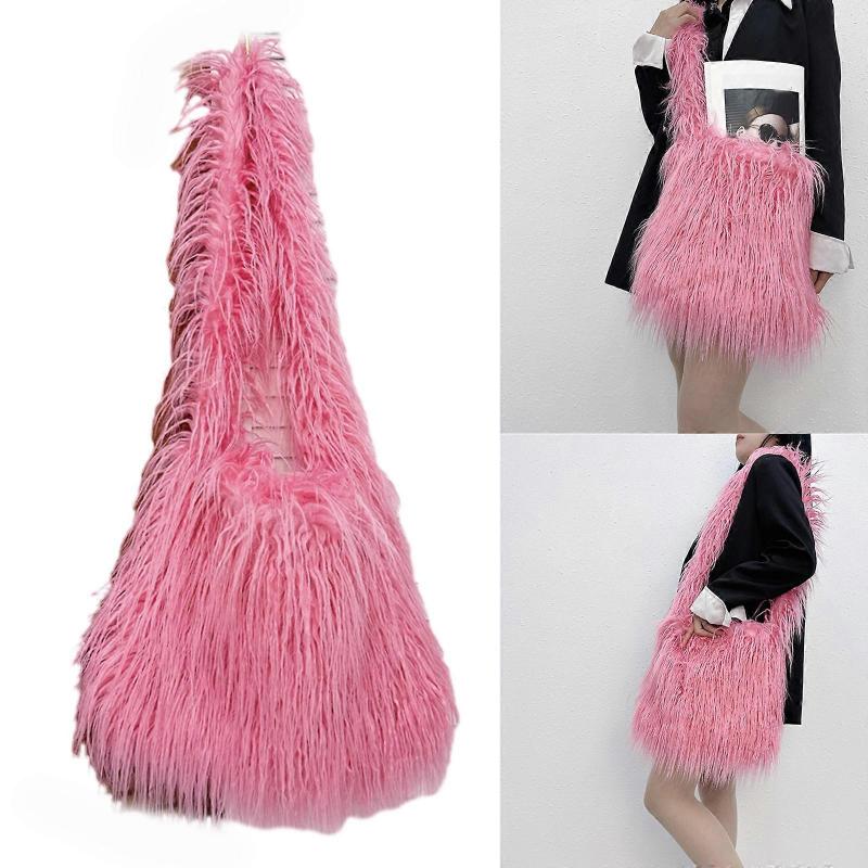 Stylish Women's Crossbody Bag Furry Plush Shoulder Bags Fashionable Design for Daily Use and Gifting Yellow