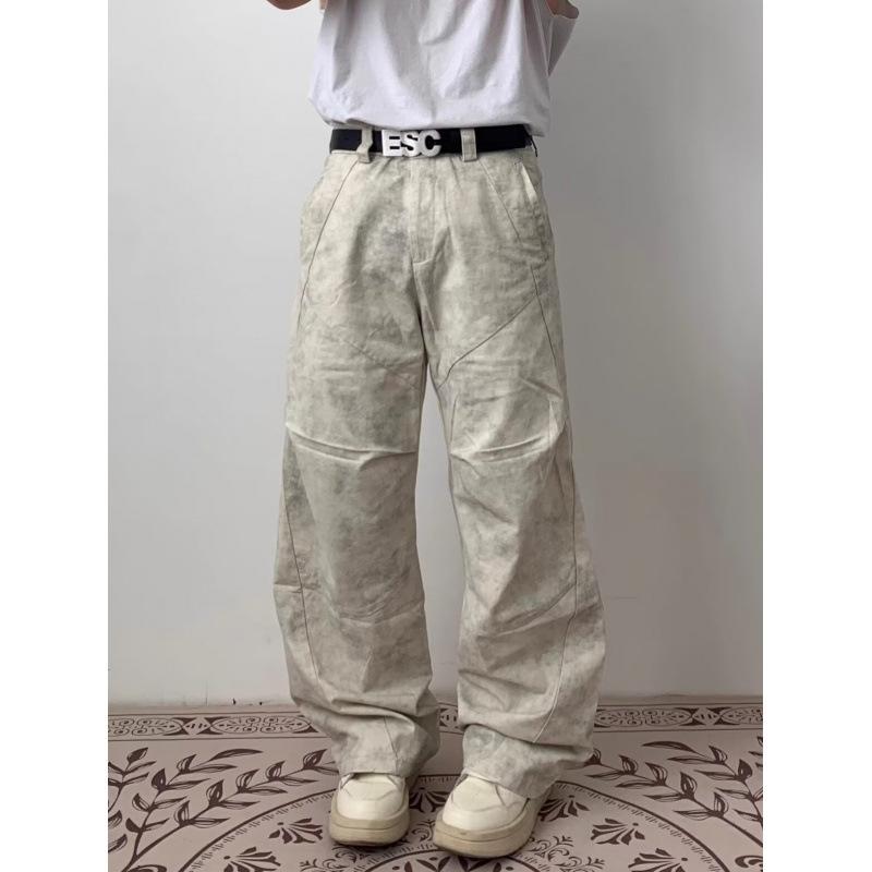JYL Men s Cargo Pants American Marble Winter Pleated Straight Denim 3XL яркие темно-бордовый